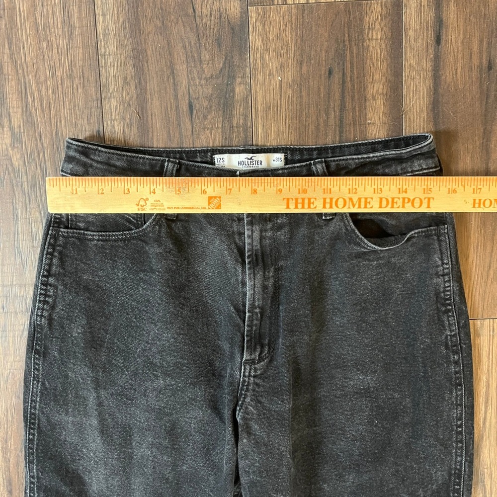 Hollister Curvy Ultra High-Rise Mom Jeans Faded Black Raw Hem 12S W31S Stretch - Picture 4 of 8